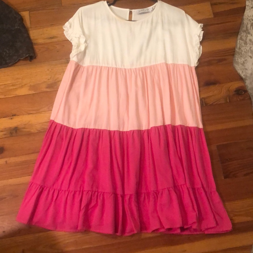 Pink and white dress